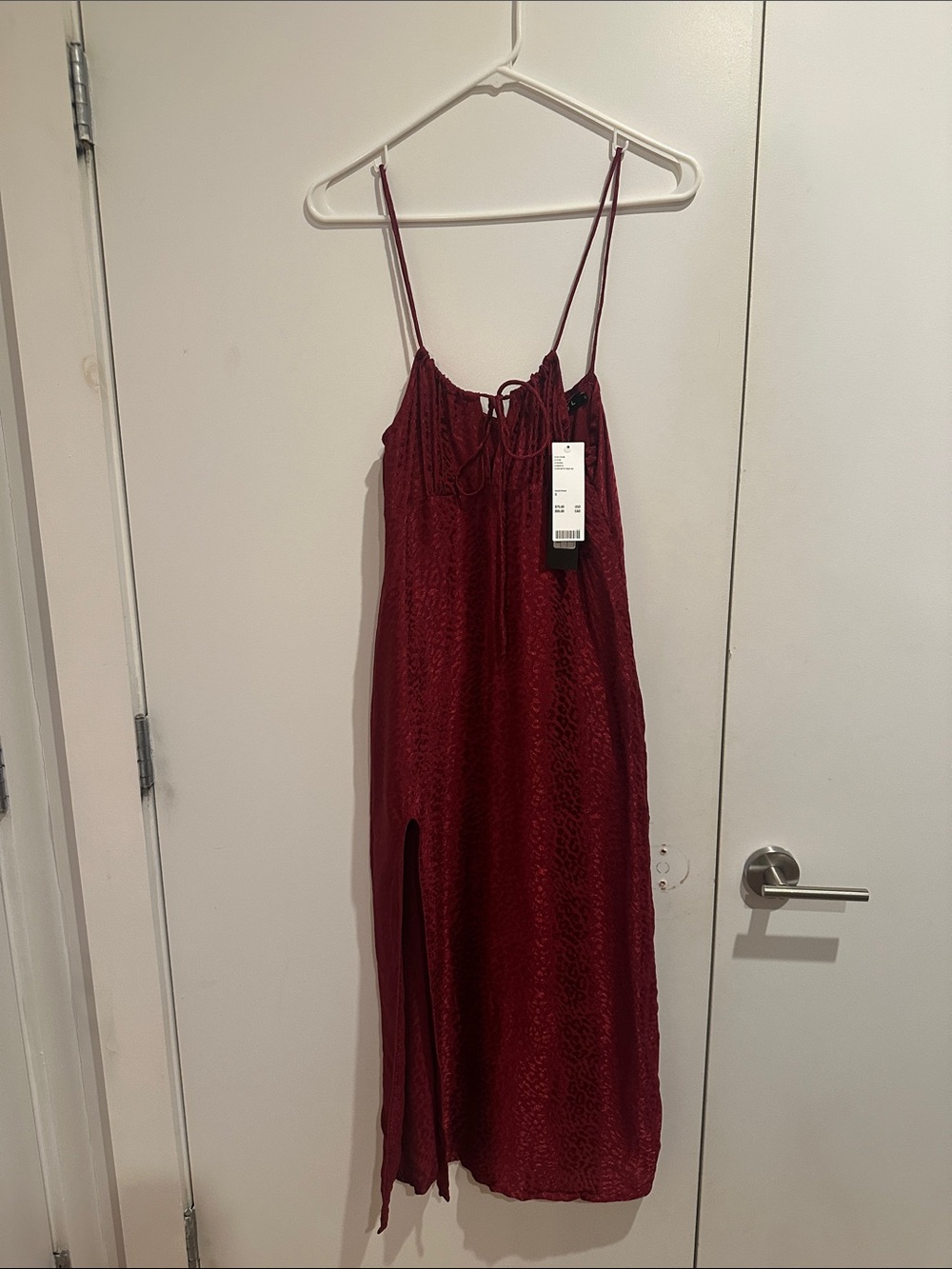 Motel Rocks Burgundy Midi Slip Dress with Side Slit